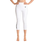 YAKWARY White Yoga Capri Leggings With Pocket