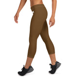 YAKWARY Women Brown Capri Leggings