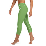 YAKWARY Green Yoga Capri Leggings With Pocket