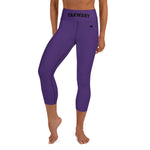 YAKWARY Purple Yoga Capri Leggings Without Pocket