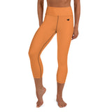 YAKWARY Orange Yoga Capri Leggings With Pocket