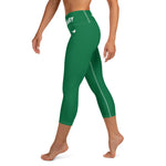 YAKWARY Green Yoga Capri Leggings With Pocket