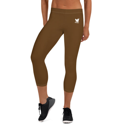 YAKWARY Women Brown Capri Leggings