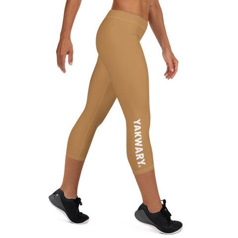 YAKWARY Women Brown Capri Leggings