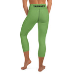 YAKWARY Green Yoga Capri Leggings With Pocket