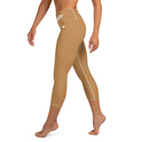 YAKWARY Brown Yoga Capri Leggings Without Pocket