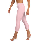 YAKWARY Pink Yoga Capri Leggings Without Pocket