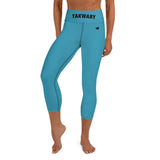 YAKWARY Blue Yoga Capri Leggings With Pocket