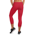 YAKWARY Women Red Capri Leggings