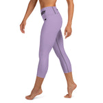 YAKWARY Purple Yoga Capri Leggings With Pocket