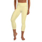 YAKWARY Yellow Yoga Capri Leggings Without Pocket