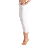 YAKWARY White Yoga Capri Leggings Without Pocket