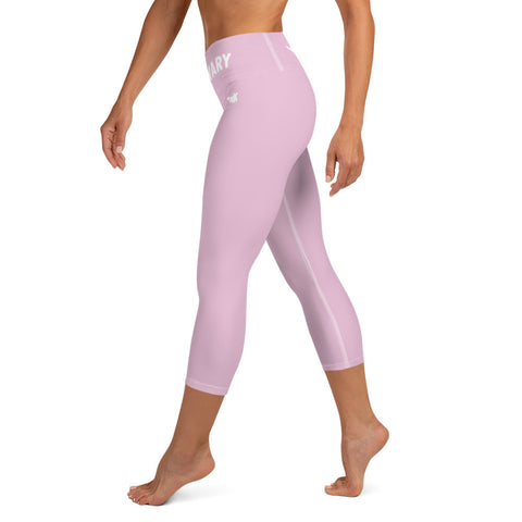 YAKWARY Pink Yoga Capri Leggings With Pocket