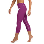 YAKWARY Pink Yoga Capri Leggings With Pocket