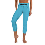 YAKWARY Blue Yoga Capri Leggings Without Pocket