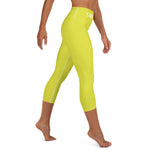 YAKWARY Green Yoga Capri Leggings With Pocket