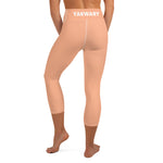 YAKWARY Orange Yoga Capri Leggings Without Pocket