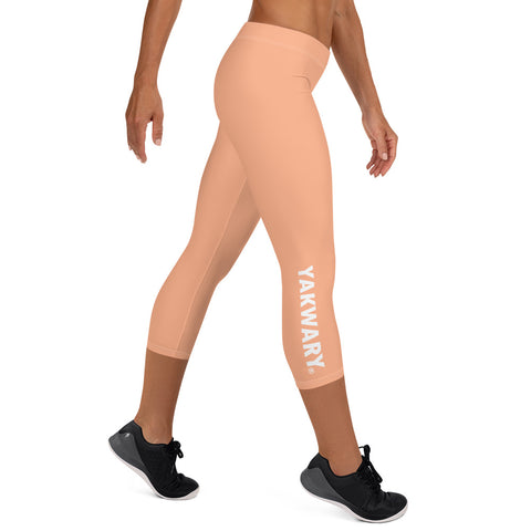 YAKWARY Women Orange Capri Leggings