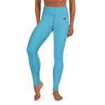 YAKWARY Blue Yoga Leggings Without Pocket