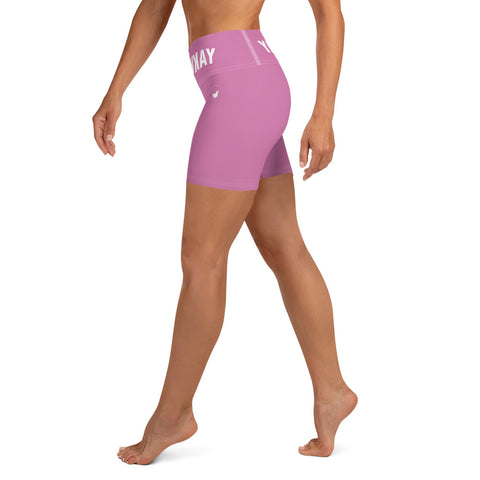 YAKWARY Women Pink Yoga Shorts With Pocket