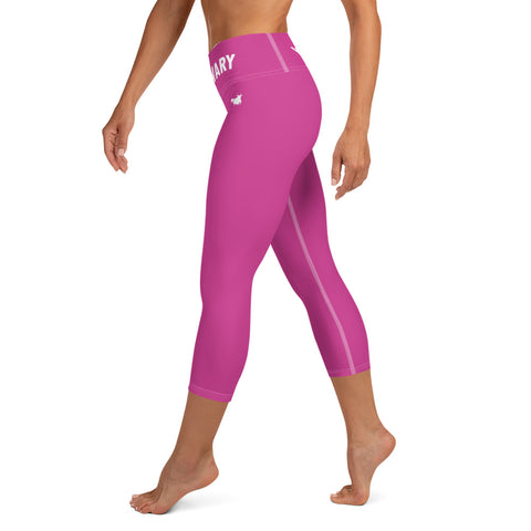 YAKWARY Pink Yoga Capri Leggings Without Pocket