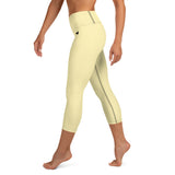 YAKWARY Yellow Yoga Capri Leggings Without Pocket