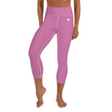 YAKWARY Pink Yoga Capri Leggings With Pocket