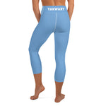 YAKWARY Blue Yoga Capri Leggings With Pocket