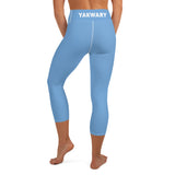 YAKWARY Blue Yoga Capri Leggings With Pocket