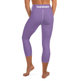 YAKWARY Purple Yoga Capri Leggings Without Pocket