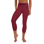 YAKWARY Red Yoga Capri Leggings Without Pocket