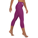 YAKWARY Pink Yoga Capri Leggings Without Pocket