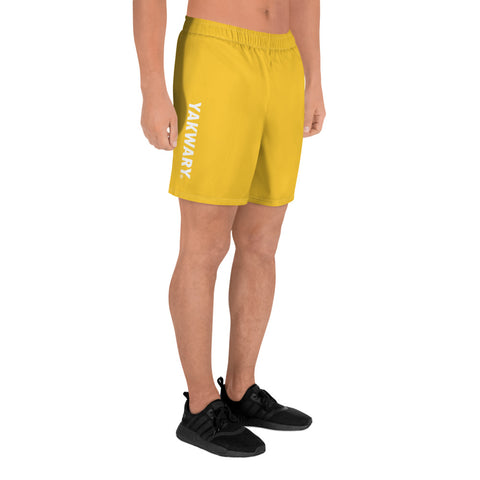 YAKWARY Men Sports Long Yellow Shorts