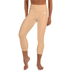 YAKWARY Brown Yoga Capri Leggings With Pocket