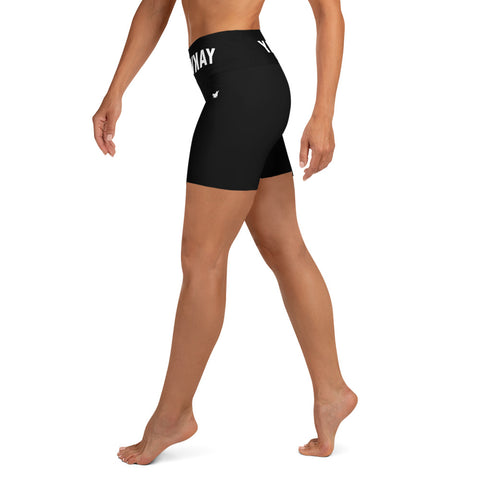 YAKWARY Women Black Yoga Shorts With Pocket