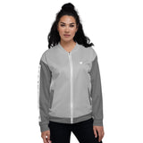 YAKWARY Women Gray Bomber Jacket