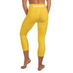 YAKWARY Yellow Yoga Capri Leggings Without Pocket