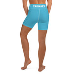 YAKWARY Women Blue Yoga Shorts With Pocket