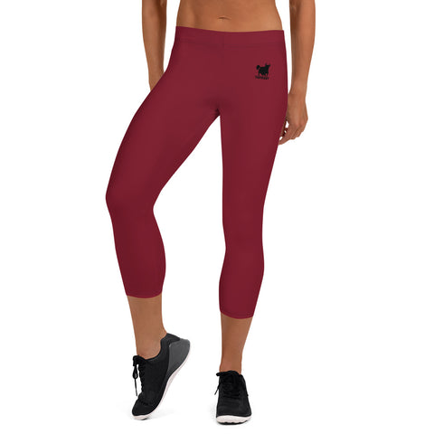 YAKWARY Women Red Capri Leggings