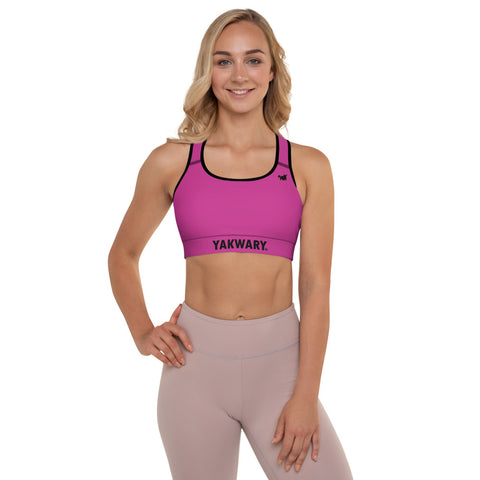 YAKWARY Women Pink Padded Sports Bra