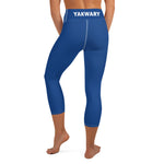 YAKWARY Blue Yoga Capri Leggings With Pocket