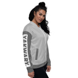 YAKWARY Women Gray Bomber Jacket