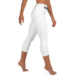 YAKWARY White Yoga Capri Leggings With Pocket