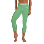 YAKWARY Green Yoga Capri Leggings With Pocket