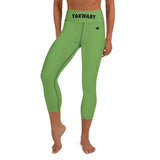 YAKWARY Green Yoga Capri Leggings With Pocket