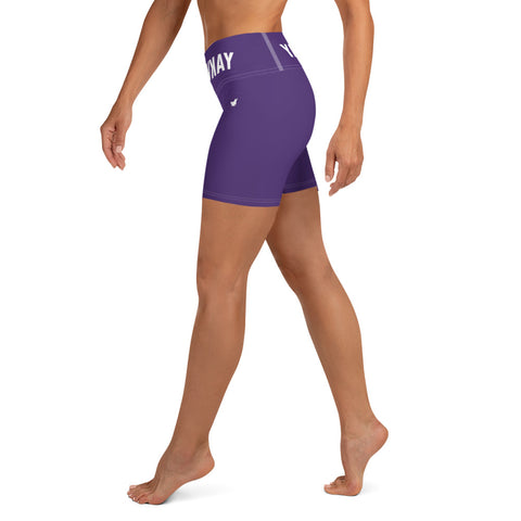 YAKWARY Women Purple Yoga Shorts With Pocket