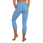 YAKWARY Blue Yoga Capri Leggings Without Pocket