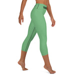 YAKWARY Green Yoga Capri Leggings With Pocket