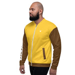 YAKWARY Men Brown Yellow Bomber Jacket