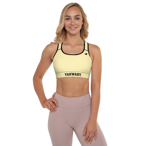 YAKWARY Women Yellow Padded Sports Bra